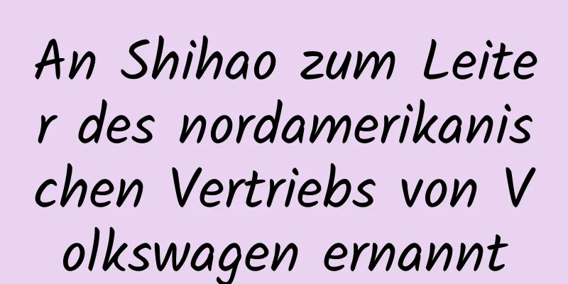 An Shihao zum Leiter des nordamerikanischen Vertriebs von Volkswagen ernannt