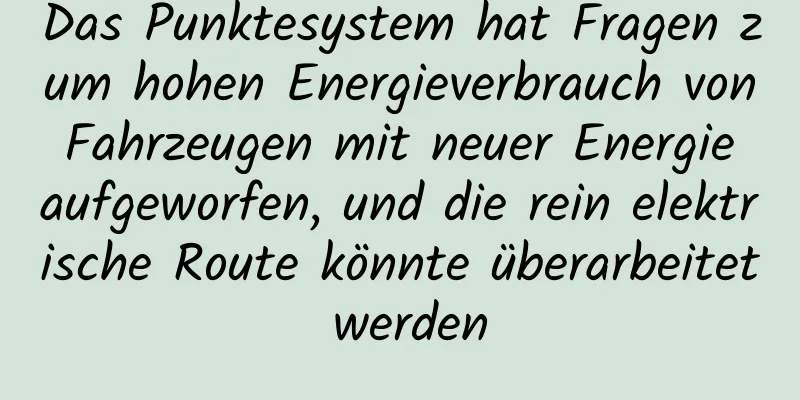 Das Punktesystem hat Fragen zum hohen Energieverbrauch von Fahrzeugen mit neuer Energie aufgeworfen, und die rein elektrische Route könnte überarbeitet werden