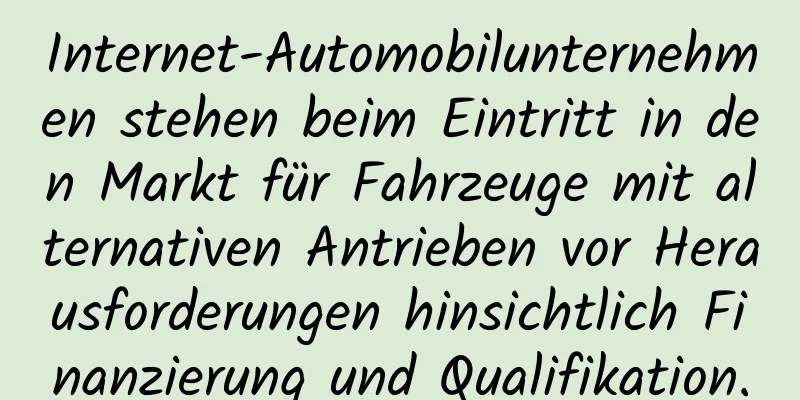 Internet-Automobilunternehmen stehen beim Eintritt in den Markt für Fahrzeuge mit alternativen Antrieben vor Herausforderungen hinsichtlich Finanzierung und Qualifikation.