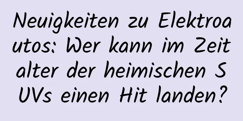 Neuigkeiten zu Elektroautos: Wer kann im Zeitalter der heimischen SUVs einen Hit landen?