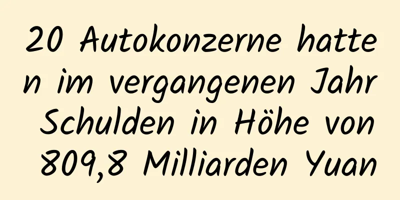 20 Autokonzerne hatten im vergangenen Jahr Schulden in Höhe von 809,8 Milliarden Yuan