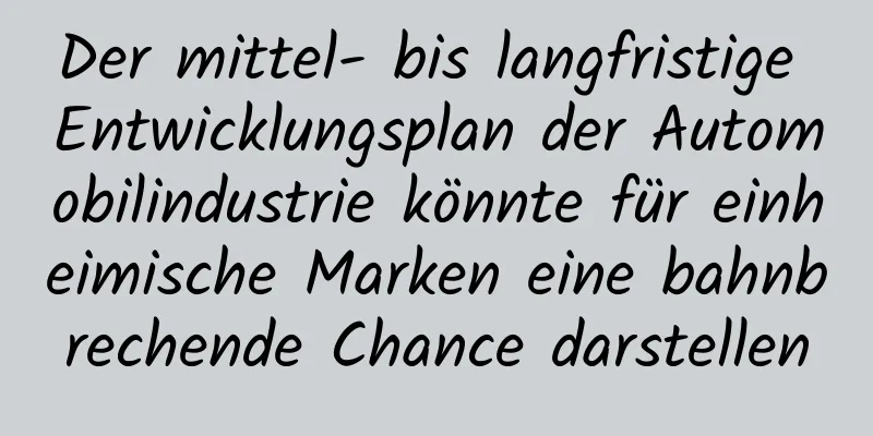 Der mittel- bis langfristige Entwicklungsplan der Automobilindustrie könnte für einheimische Marken eine bahnbrechende Chance darstellen