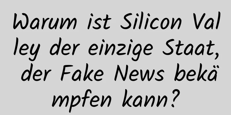 Warum ist Silicon Valley der einzige Staat, der Fake News bekämpfen kann?