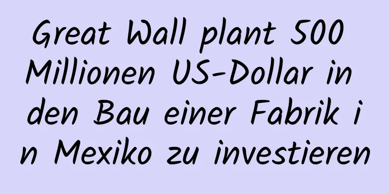 Great Wall plant 500 Millionen US-Dollar in den Bau einer Fabrik in Mexiko zu investieren