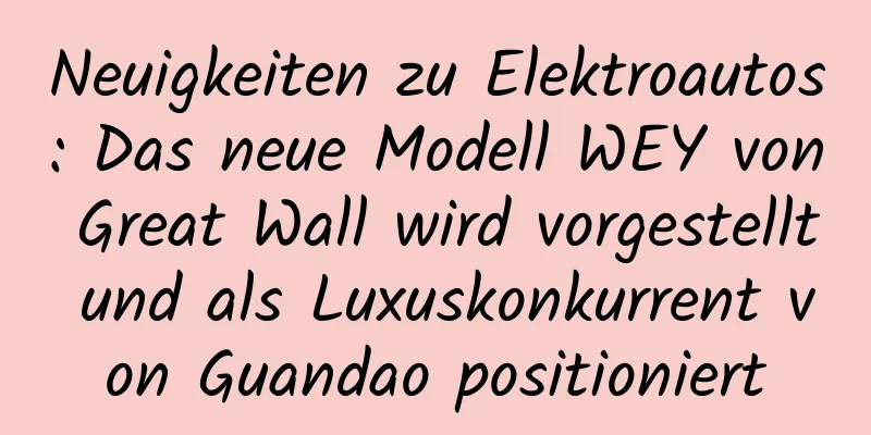 Neuigkeiten zu Elektroautos: Das neue Modell WEY von Great Wall wird vorgestellt und als Luxuskonkurrent von Guandao positioniert