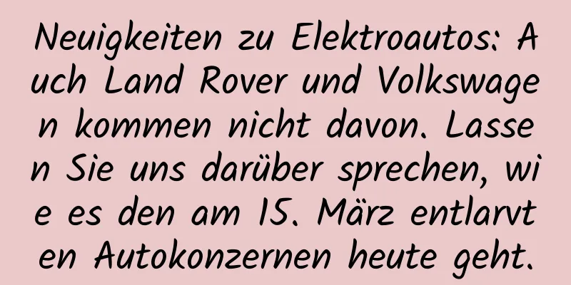 Neuigkeiten zu Elektroautos: Auch Land Rover und Volkswagen kommen nicht davon. Lassen Sie uns darüber sprechen, wie es den am 15. März entlarvten Autokonzernen heute geht.
