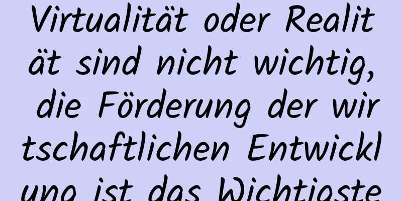 Virtualität oder Realität sind nicht wichtig, die Förderung der wirtschaftlichen Entwicklung ist das Wichtigste