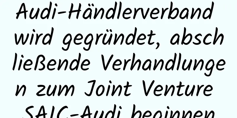 Audi-Händlerverband wird gegründet, abschließende Verhandlungen zum Joint Venture SAIC-Audi beginnen