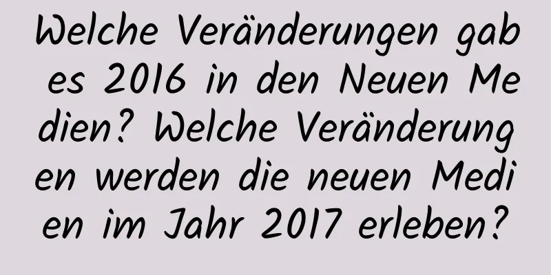 Welche Veränderungen gab es 2016 in den Neuen Medien? Welche Veränderungen werden die neuen Medien im Jahr 2017 erleben?