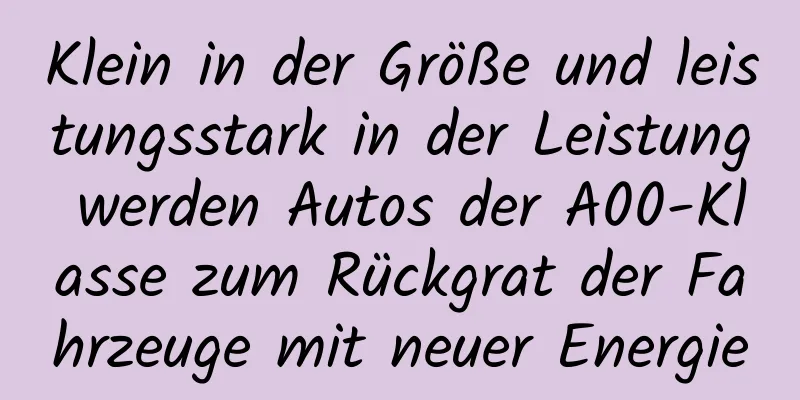 Klein in der Größe und leistungsstark in der Leistung werden Autos der A00-Klasse zum Rückgrat der Fahrzeuge mit neuer Energie