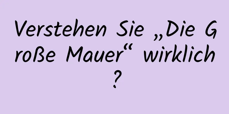 Verstehen Sie „Die Große Mauer“ wirklich?