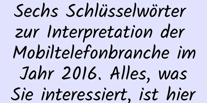Sechs Schlüsselwörter zur Interpretation der Mobiltelefonbranche im Jahr 2016. Alles, was Sie interessiert, ist hier