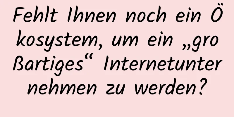 Fehlt Ihnen noch ein Ökosystem, um ein „großartiges“ Internetunternehmen zu werden?