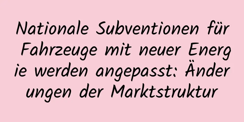 Nationale Subventionen für Fahrzeuge mit neuer Energie werden angepasst: Änderungen der Marktstruktur