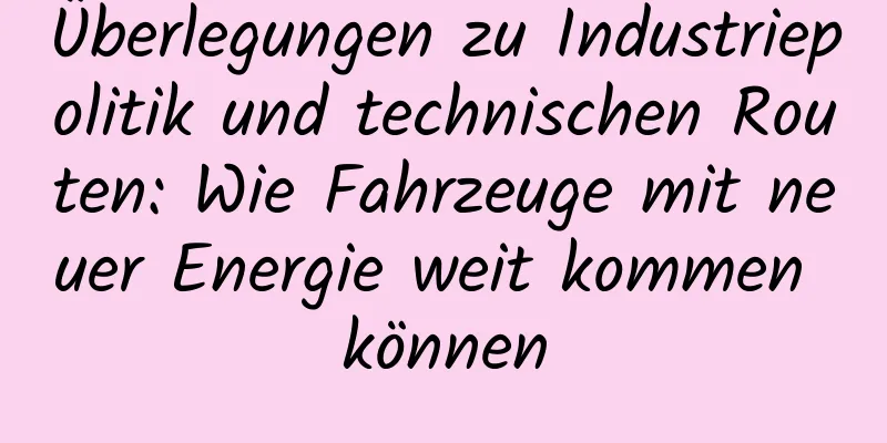 Überlegungen zu Industriepolitik und technischen Routen: Wie Fahrzeuge mit neuer Energie weit kommen können