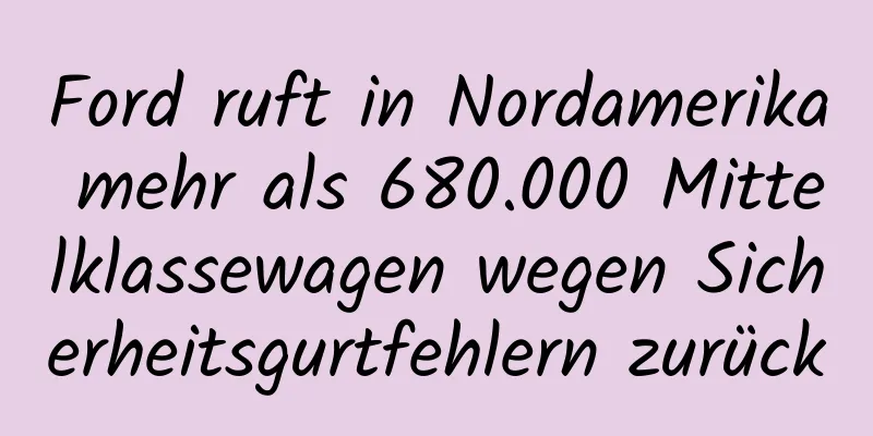 Ford ruft in Nordamerika mehr als 680.000 Mittelklassewagen wegen Sicherheitsgurtfehlern zurück