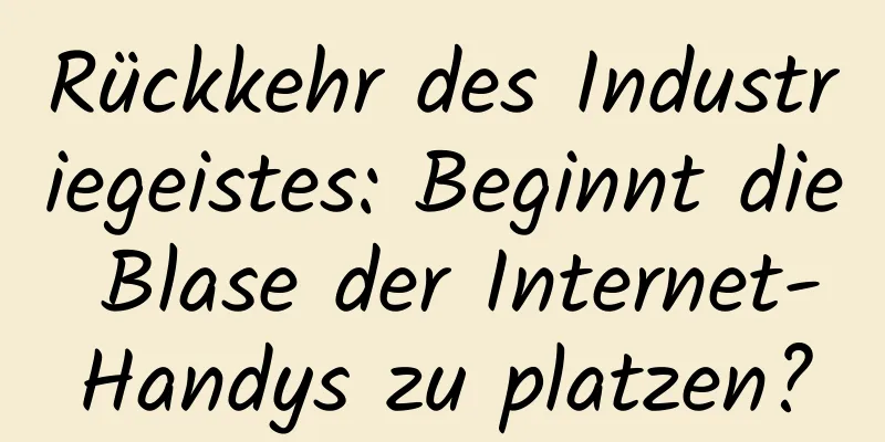 Rückkehr des Industriegeistes: Beginnt die Blase der Internet-Handys zu platzen?