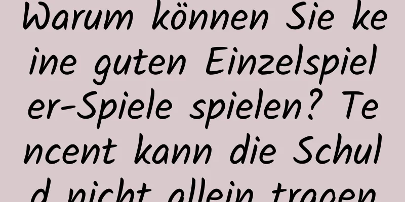 Warum können Sie keine guten Einzelspieler-Spiele spielen? Tencent kann die Schuld nicht allein tragen
