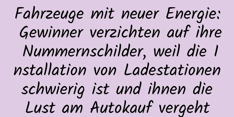 Fahrzeuge mit neuer Energie: Gewinner verzichten auf ihre Nummernschilder, weil die Installation von Ladestationen schwierig ist und ihnen die Lust am Autokauf vergeht