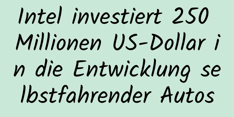 Intel investiert 250 Millionen US-Dollar in die Entwicklung selbstfahrender Autos
