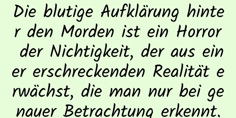 Die blutige Aufklärung hinter den Morden ist ein Horror der Nichtigkeit, der aus einer erschreckenden Realität erwächst, die man nur bei genauer Betrachtung erkennt.