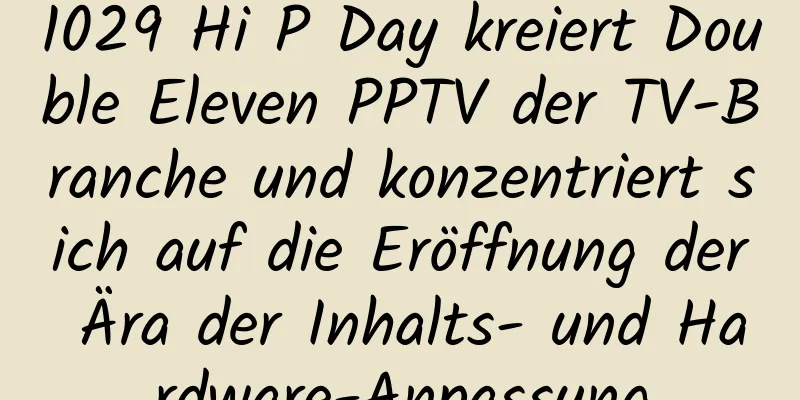 1029 Hi P Day kreiert Double Eleven PPTV der TV-Branche und konzentriert sich auf die Eröffnung der Ära der Inhalts- und Hardware-Anpassung