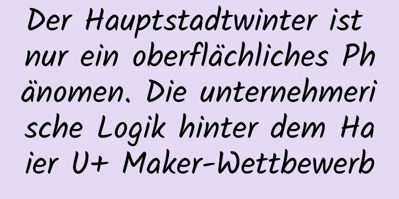 Der Hauptstadtwinter ist nur ein oberflächliches Phänomen. Die unternehmerische Logik hinter dem Haier U+ Maker-Wettbewerb