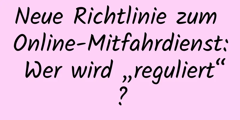 Neue Richtlinie zum Online-Mitfahrdienst: Wer wird „reguliert“?