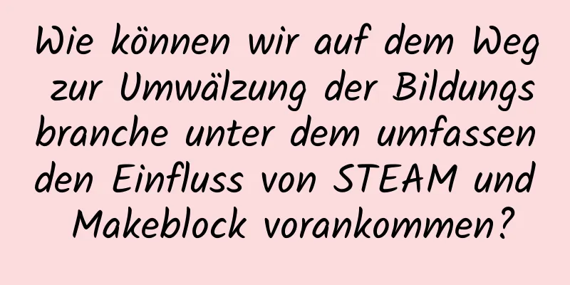Wie können wir auf dem Weg zur Umwälzung der Bildungsbranche unter dem umfassenden Einfluss von STEAM und Makeblock vorankommen?