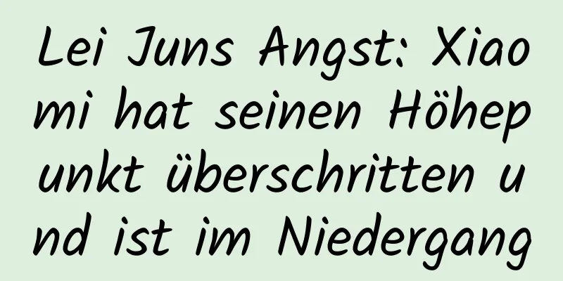 Lei Juns Angst: Xiaomi hat seinen Höhepunkt überschritten und ist im Niedergang