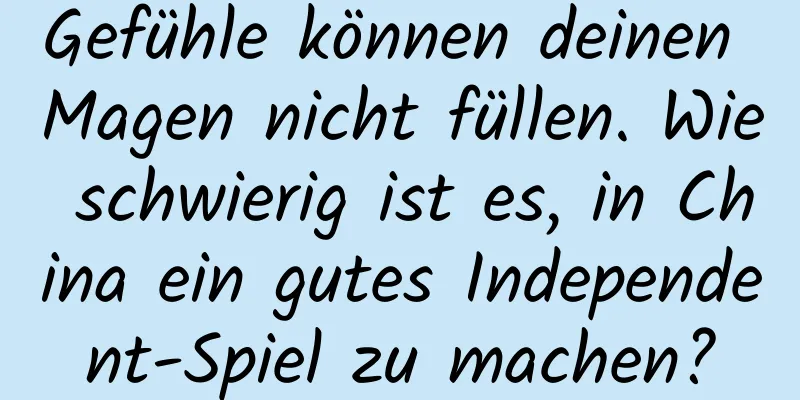 Gefühle können deinen Magen nicht füllen. Wie schwierig ist es, in China ein gutes Independent-Spiel zu machen?