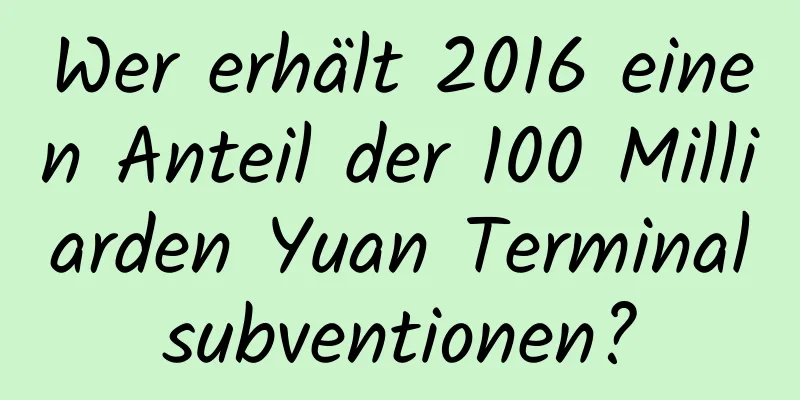Wer erhält 2016 einen Anteil der 100 Milliarden Yuan Terminalsubventionen?