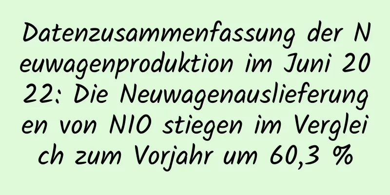 Datenzusammenfassung der Neuwagenproduktion im Juni 2022: Die Neuwagenauslieferungen von NIO stiegen im Vergleich zum Vorjahr um 60,3 %