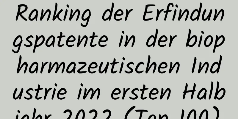 Ranking der Erfindungspatente in der biopharmazeutischen Industrie im ersten Halbjahr 2022 (Top 100)