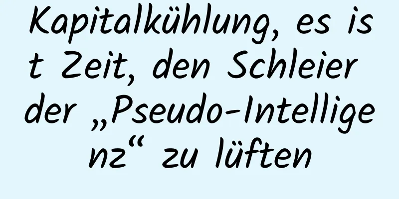 Kapitalkühlung, es ist Zeit, den Schleier der „Pseudo-Intelligenz“ zu lüften