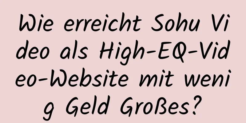 Wie erreicht Sohu Video als High-EQ-Video-Website mit wenig Geld Großes?