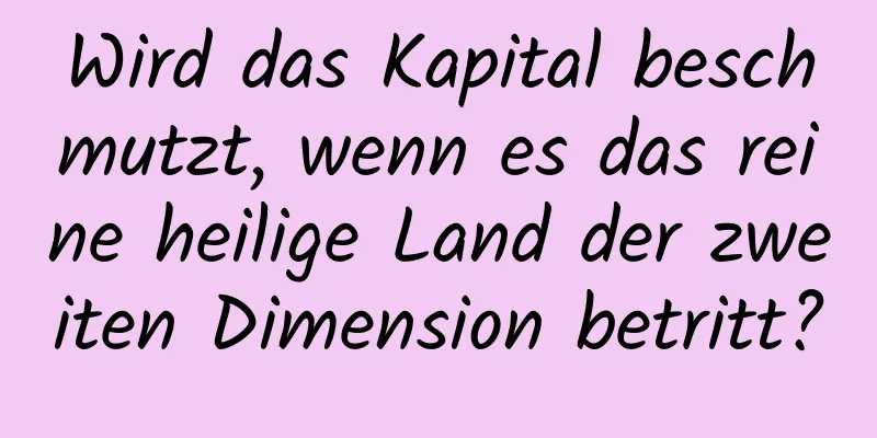 Wird das Kapital beschmutzt, wenn es das reine heilige Land der zweiten Dimension betritt?