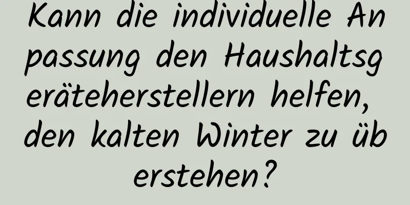 Kann die individuelle Anpassung den Haushaltsgeräteherstellern helfen, den kalten Winter zu überstehen?