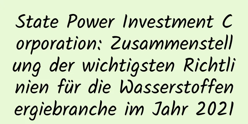 State Power Investment Corporation: Zusammenstellung der wichtigsten Richtlinien für die Wasserstoffenergiebranche im Jahr 2021