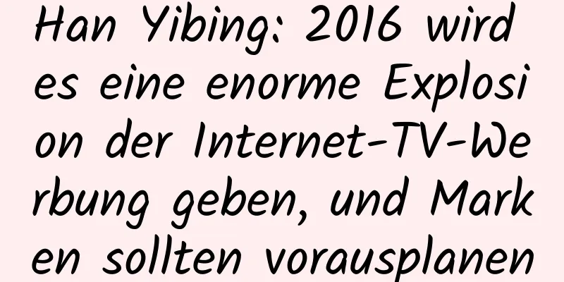 Han Yibing: 2016 wird es eine enorme Explosion der Internet-TV-Werbung geben, und Marken sollten vorausplanen