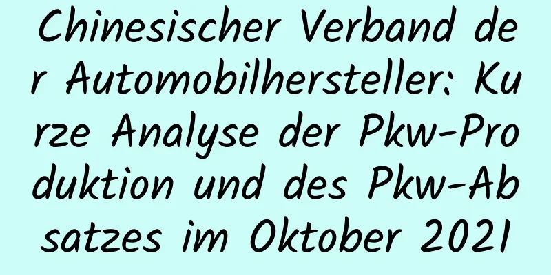 Chinesischer Verband der Automobilhersteller: Kurze Analyse der Pkw-Produktion und des Pkw-Absatzes im Oktober 2021