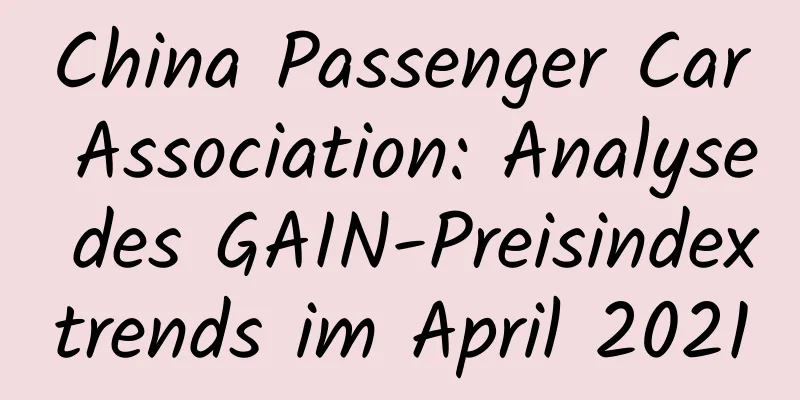 China Passenger Car Association: Analyse des GAIN-Preisindextrends im April 2021