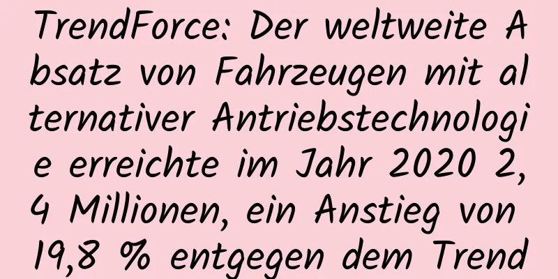 TrendForce: Der weltweite Absatz von Fahrzeugen mit alternativer Antriebstechnologie erreichte im Jahr 2020 2,4 Millionen, ein Anstieg von 19,8 % entgegen dem Trend