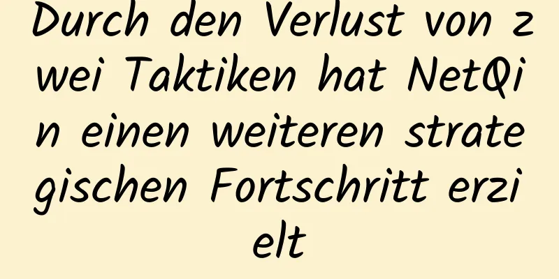 Durch den Verlust von zwei Taktiken hat NetQin einen weiteren strategischen Fortschritt erzielt
