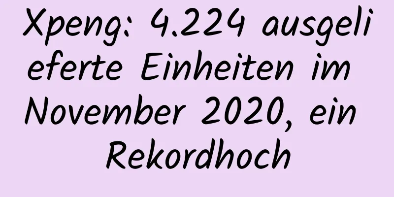 Xpeng: 4.224 ausgelieferte Einheiten im November 2020, ein Rekordhoch