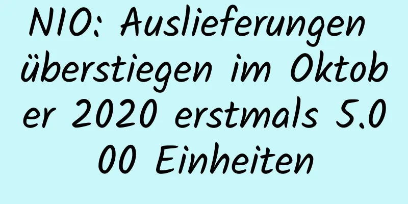 NIO: Auslieferungen überstiegen im Oktober 2020 erstmals 5.000 Einheiten