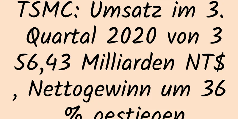 TSMC: Umsatz im 3. Quartal 2020 von 356,43 Milliarden NT$, Nettogewinn um 36 % gestiegen
