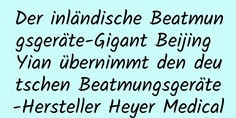 Der inländische Beatmungsgeräte-Gigant Beijing Yian übernimmt den deutschen Beatmungsgeräte-Hersteller Heyer Medical