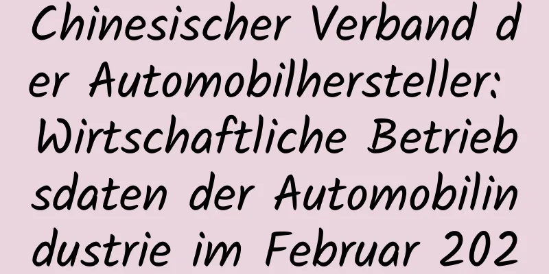Chinesischer Verband der Automobilhersteller: Wirtschaftliche Betriebsdaten der Automobilindustrie im Februar 2020