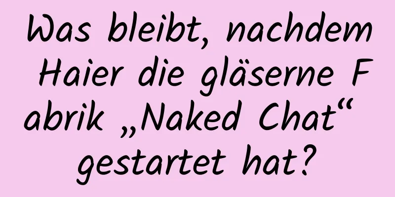 Was bleibt, nachdem Haier die gläserne Fabrik „Naked Chat“ gestartet hat?